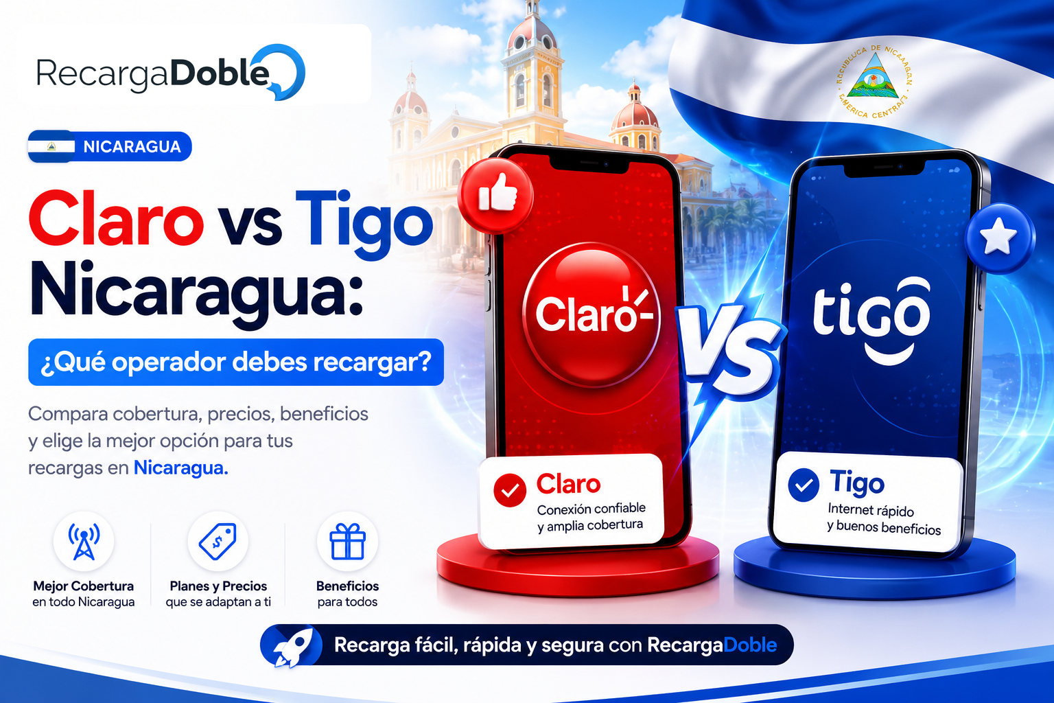 Image decrivant Claro vs Tigo Nicaragua : quel operateur recharger