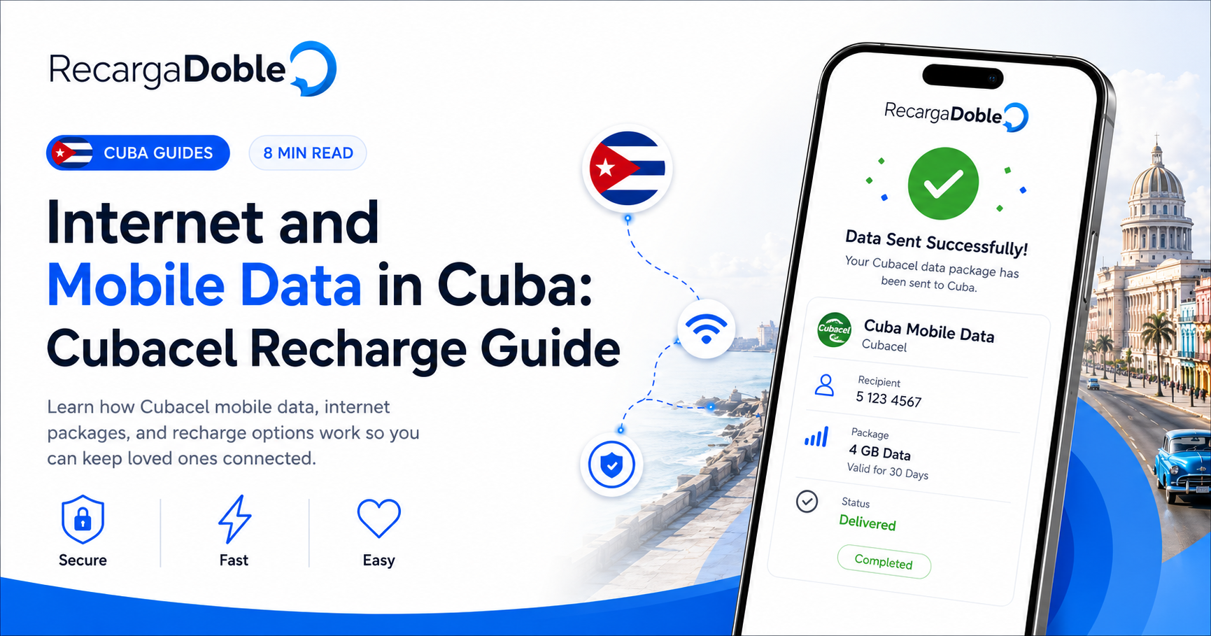 Image decrivant Internet et donnees mobiles a Cuba : guide de recharge Cubacel